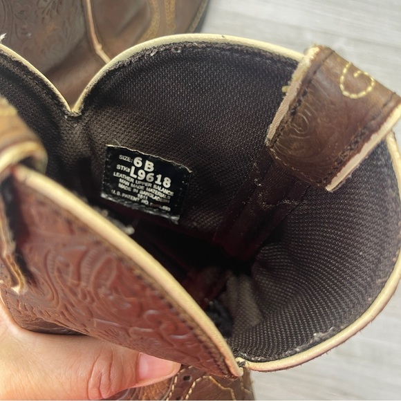 Justin Gypsy Mandar Brown Leather Square Toe 8” Western Cowgirl Boot Size 6B - Picture 11 of 16